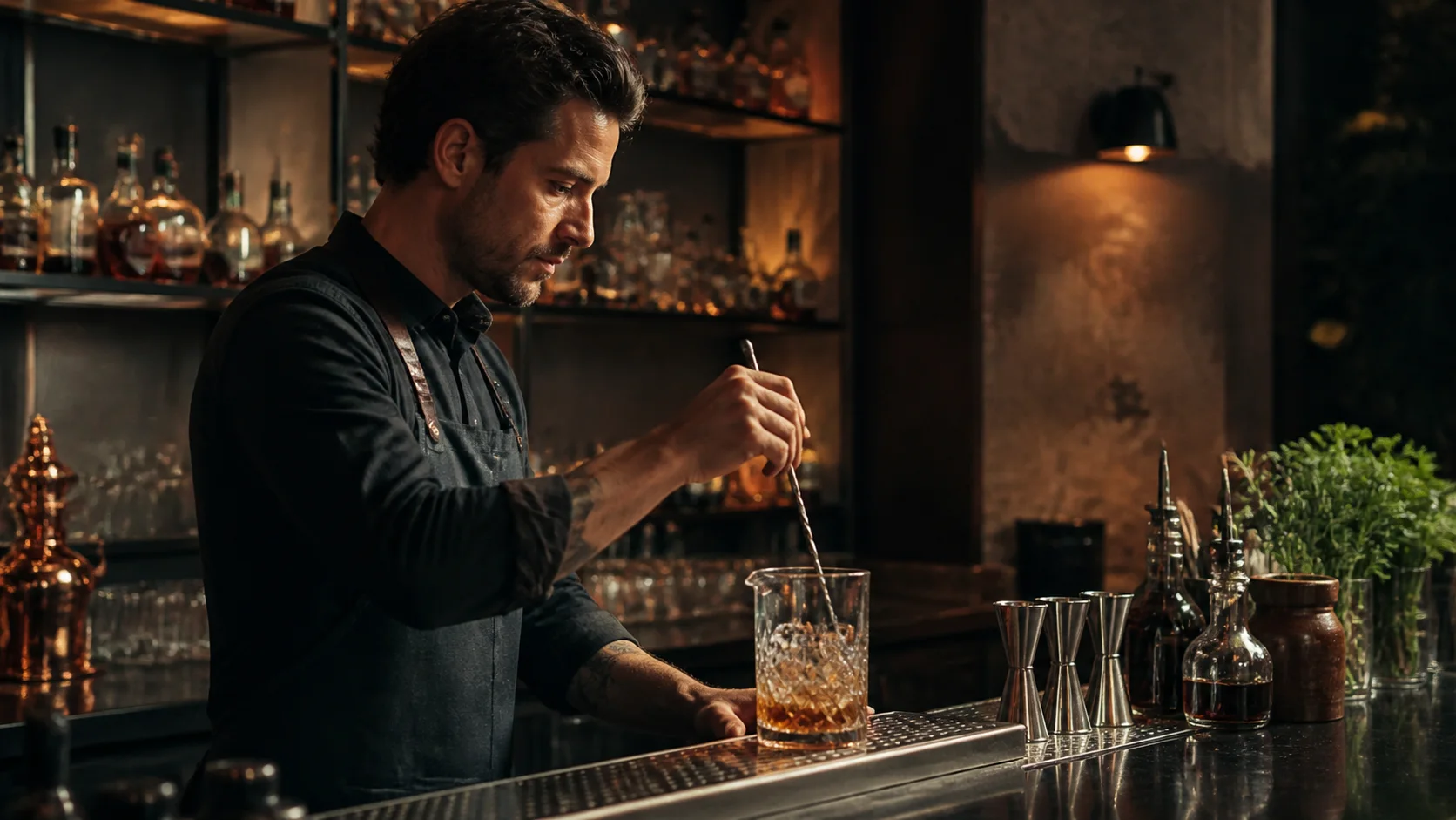 Barmen priprema rum koktel u koktel baru